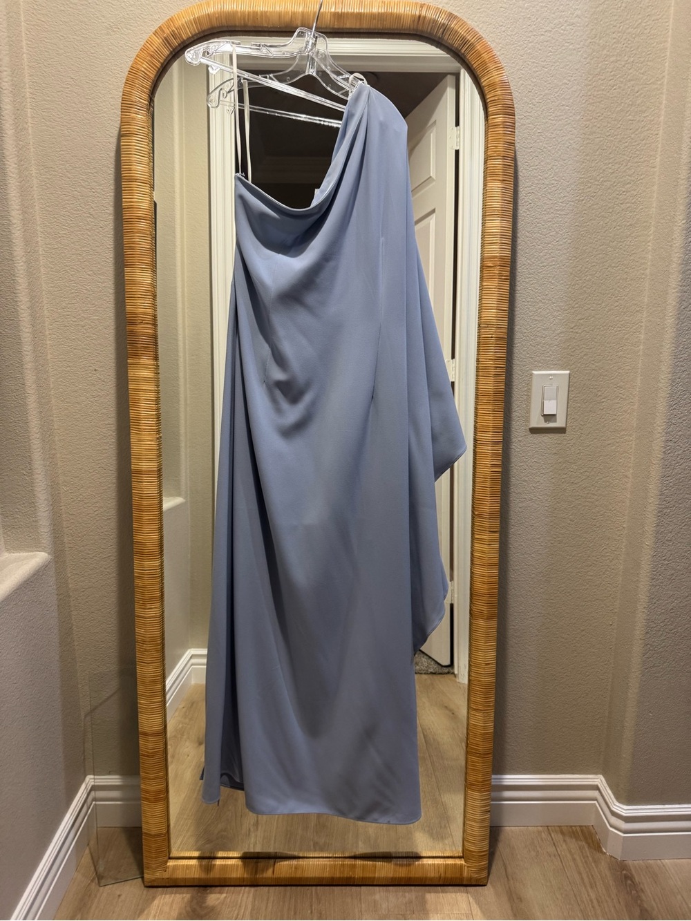 Halston Heritage One-Shoulder Draped Gown in Powder Blue - Picture 4 of 5